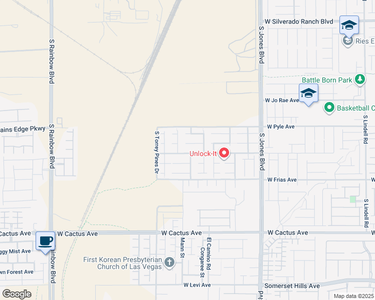 map of restaurants, bars, coffee shops, grocery stores, and more near 6378 West Haleh Avenue in Las Vegas