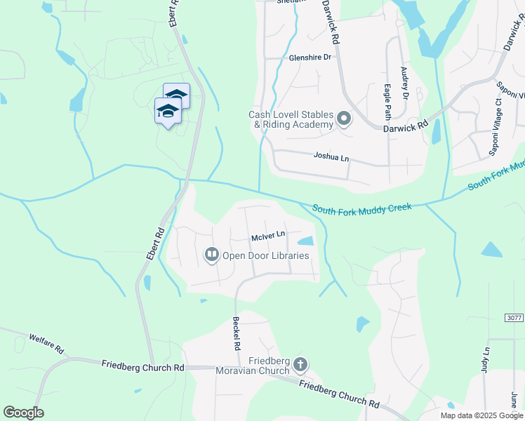 map of restaurants, bars, coffee shops, grocery stores, and more near 4605 Leprechaun Lane in Winston-Salem