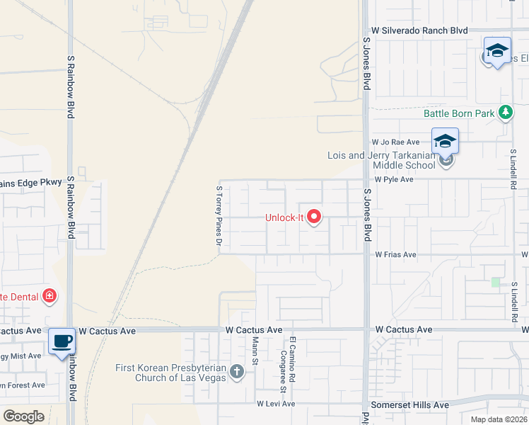 map of restaurants, bars, coffee shops, grocery stores, and more near 6370 West Haleh Avenue in Las Vegas