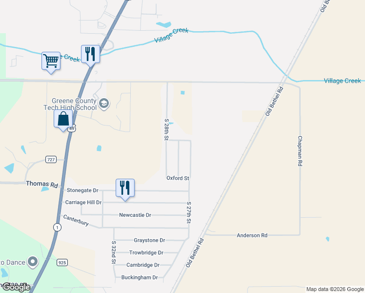 map of restaurants, bars, coffee shops, grocery stores, and more near 4903 1/2 South 27th Street in Paragould