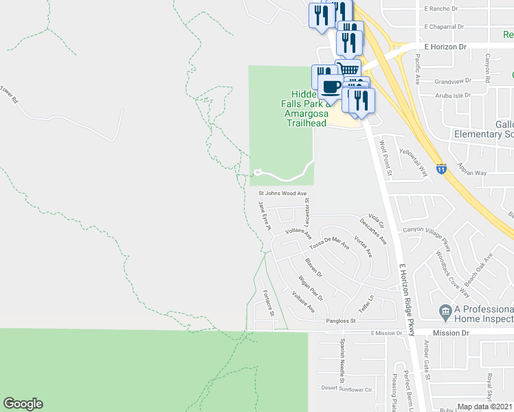 map of restaurants, bars, coffee shops, grocery stores, and more near 701 Jane Eyre Place in Henderson