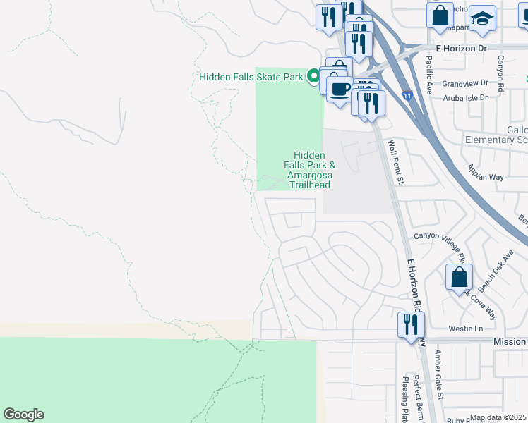map of restaurants, bars, coffee shops, grocery stores, and more near 701 Jane Eyre Place in Henderson