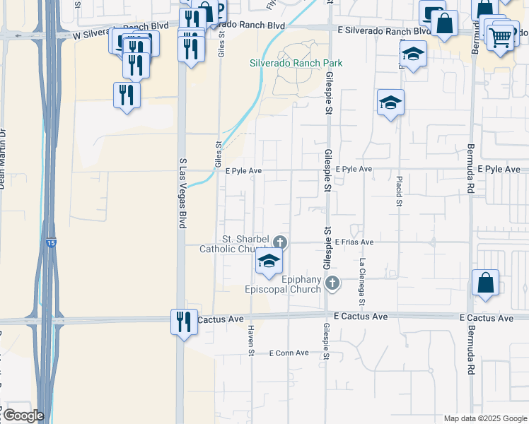 map of restaurants, bars, coffee shops, grocery stores, and more near 10220 Haven St in Las Vegas