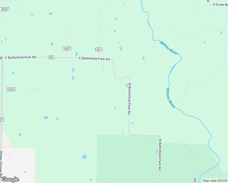 map of restaurants, bars, coffee shops, grocery stores, and more near 14283 East Battlefield Park Road in Prairie Grove