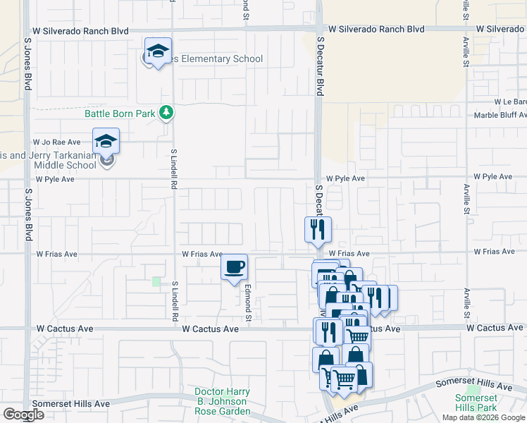 map of restaurants, bars, coffee shops, grocery stores, and more near 10189 Magnolia Creek Street in Las Vegas