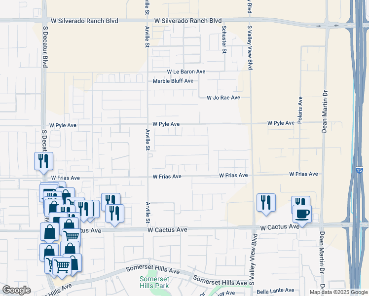 map of restaurants, bars, coffee shops, grocery stores, and more near 4171 Scarlet Cob Avenue in Las Vegas