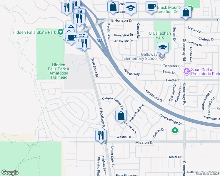 map of restaurants, bars, coffee shops, grocery stores, and more near 805 Blue Springs Drive in Henderson