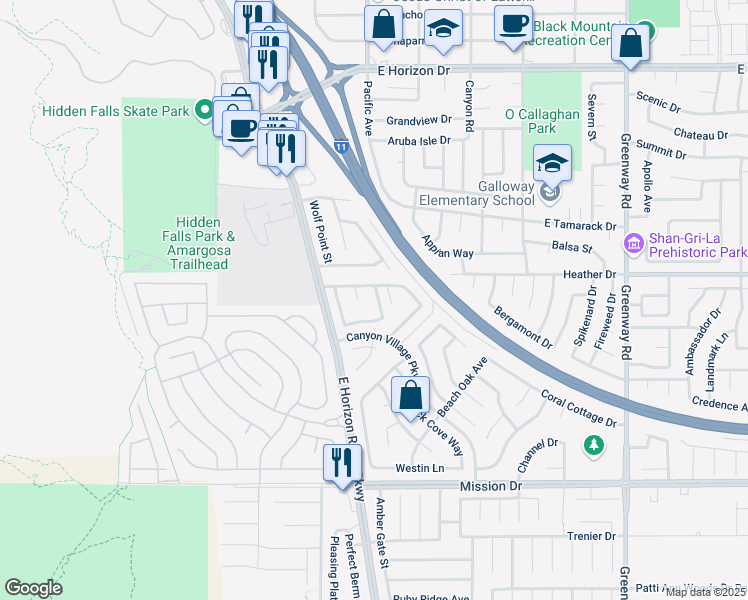 map of restaurants, bars, coffee shops, grocery stores, and more near 806 Blue Springs Drive in Henderson