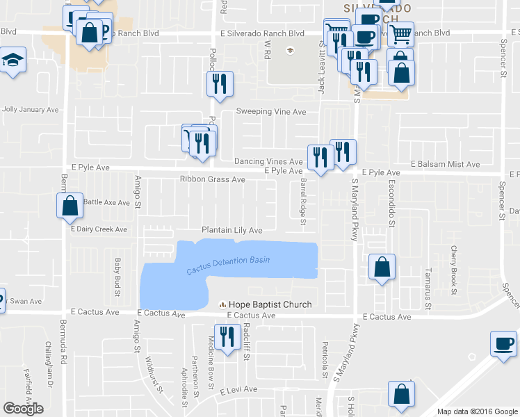 map of restaurants, bars, coffee shops, grocery stores, and more near 10200 Moth Orchid Court in Las Vegas
