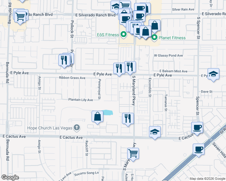 map of restaurants, bars, coffee shops, grocery stores, and more near 1065 Articwood Court in Las Vegas