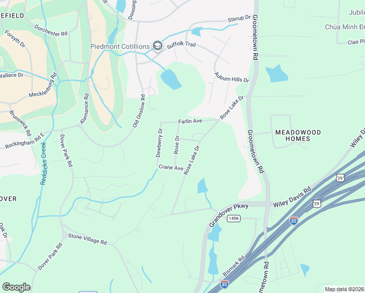 map of restaurants, bars, coffee shops, grocery stores, and more near 4109 Rose Drive in Greensboro