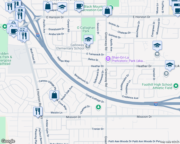 map of restaurants, bars, coffee shops, grocery stores, and more near 809 Crabapple Drive in Henderson
