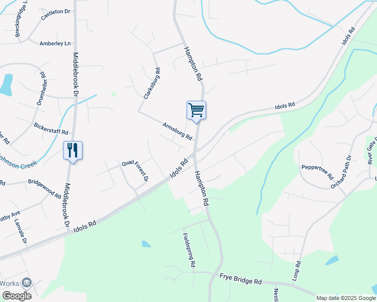 map of restaurants, bars, coffee shops, grocery stores, and more near 100 Stonburg Road in Clemmons