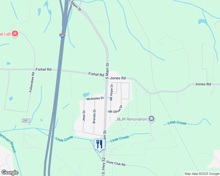 map of restaurants, bars, coffee shops, grocery stores, and more near 5143 Mount Hope Drive in Winston-Salem