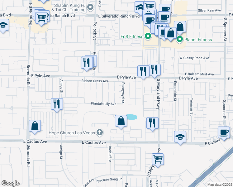 map of restaurants, bars, coffee shops, grocery stores, and more near 10200 Moth Orchid Court in Las Vegas