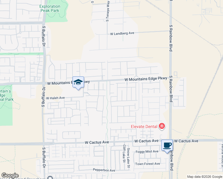 map of restaurants, bars, coffee shops, grocery stores, and more near 10152 South Tenaya Meadows Street in Las Vegas