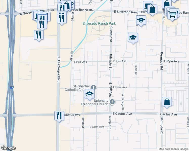 map of restaurants, bars, coffee shops, grocery stores, and more near 10205 Rancho Destino Road in Las Vegas