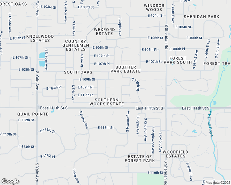 map of restaurants, bars, coffee shops, grocery stores, and more near 5723 East 110th Street in Tulsa