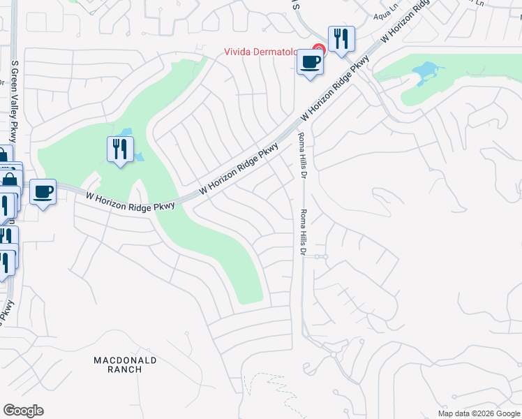 map of restaurants, bars, coffee shops, grocery stores, and more near 562 Eagle Perch Place in Henderson