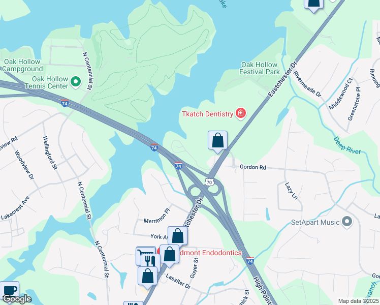 map of restaurants, bars, coffee shops, grocery stores, and more near 2317 Cypress Court in High Point