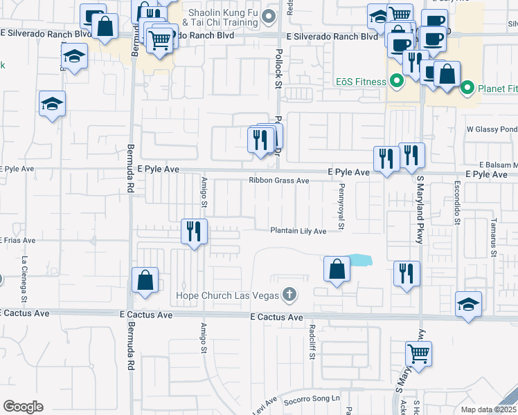 map of restaurants, bars, coffee shops, grocery stores, and more near 10208 South Ghost Gum Street in Las Vegas