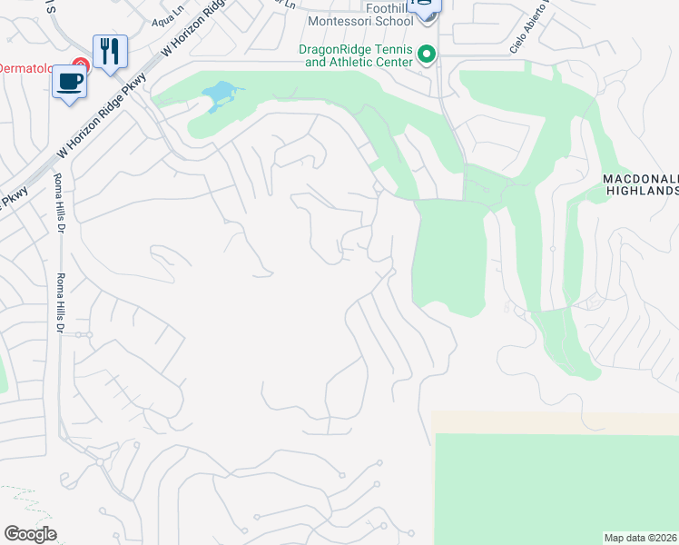 map of restaurants, bars, coffee shops, grocery stores, and more near 1479 Dragon Glen Drive in Henderson