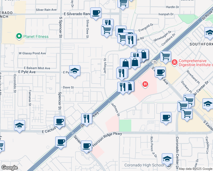 map of restaurants, bars, coffee shops, grocery stores, and more near 2295 Koho Drive in Las Vegas
