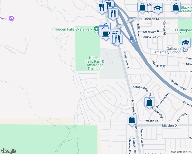 map of restaurants, bars, coffee shops, grocery stores, and more near 66 John Stuart Mill Street in Henderson