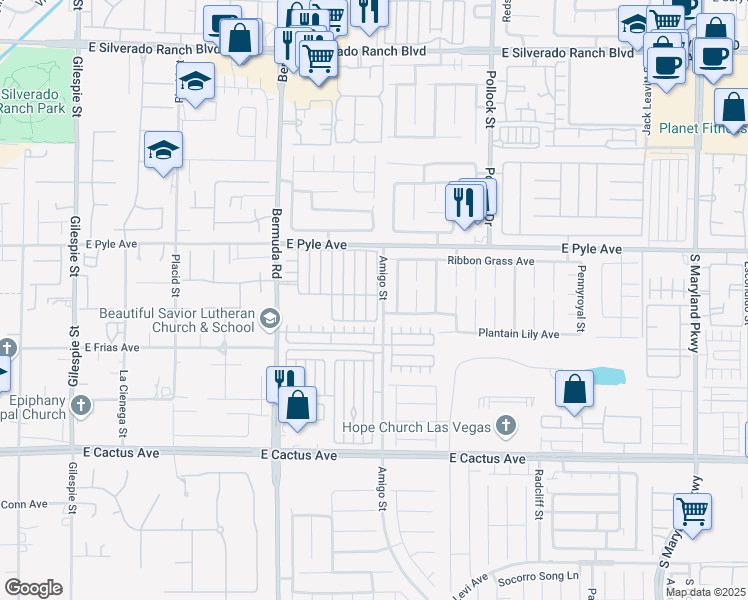 map of restaurants, bars, coffee shops, grocery stores, and more near 10201 Rolling Tree Street in Las Vegas