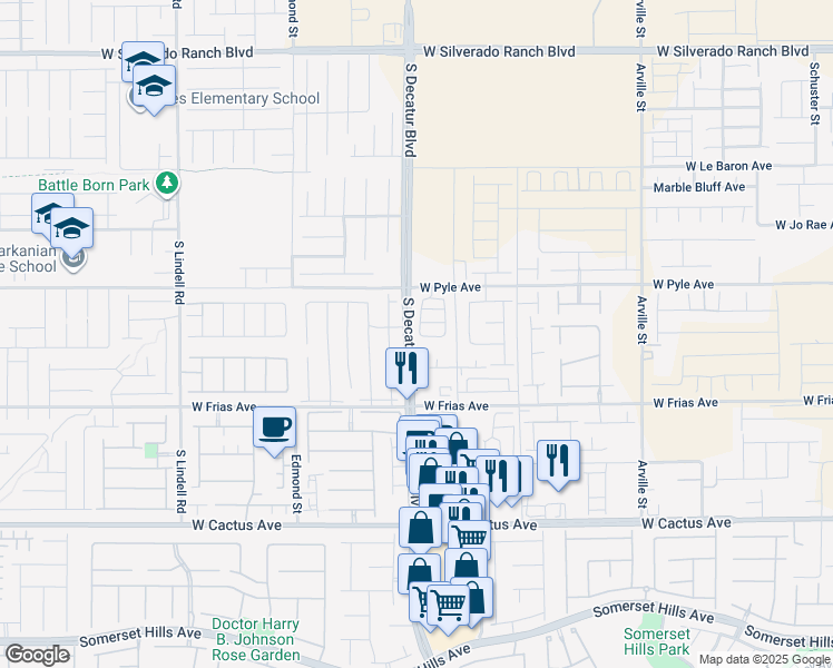 map of restaurants, bars, coffee shops, grocery stores, and more near 10177 Sangria Ridge Street in Las Vegas