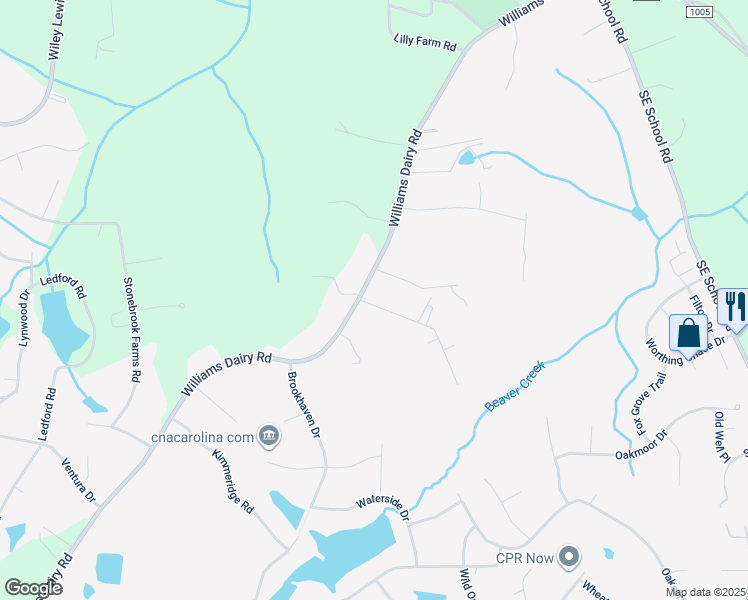 map of restaurants, bars, coffee shops, grocery stores, and more near 3745 Williams Dairy Road in Greensboro