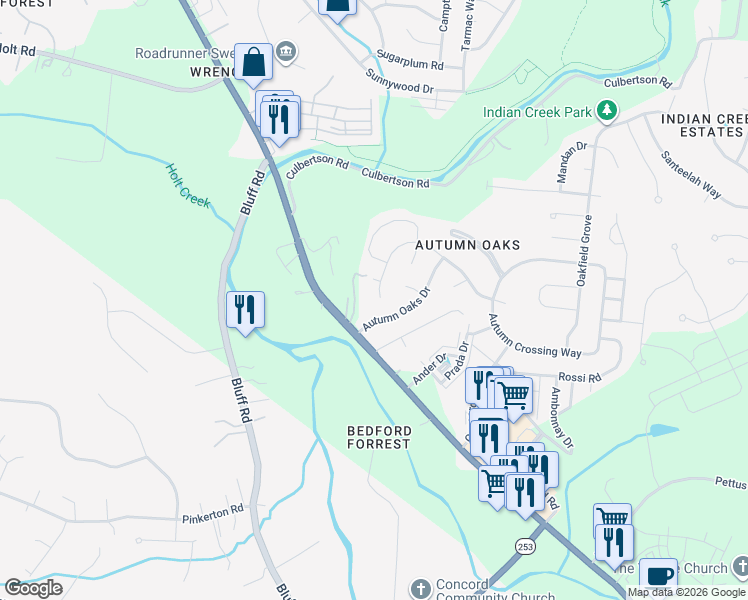 map of restaurants, bars, coffee shops, grocery stores, and more near 6960 Scarlet Ridge Drive in Brentwood