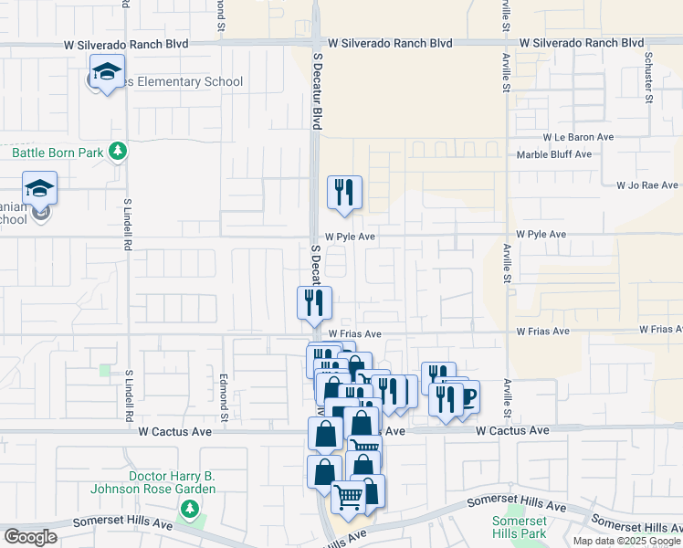 map of restaurants, bars, coffee shops, grocery stores, and more near Ava Ridge Avenue in Enterprise