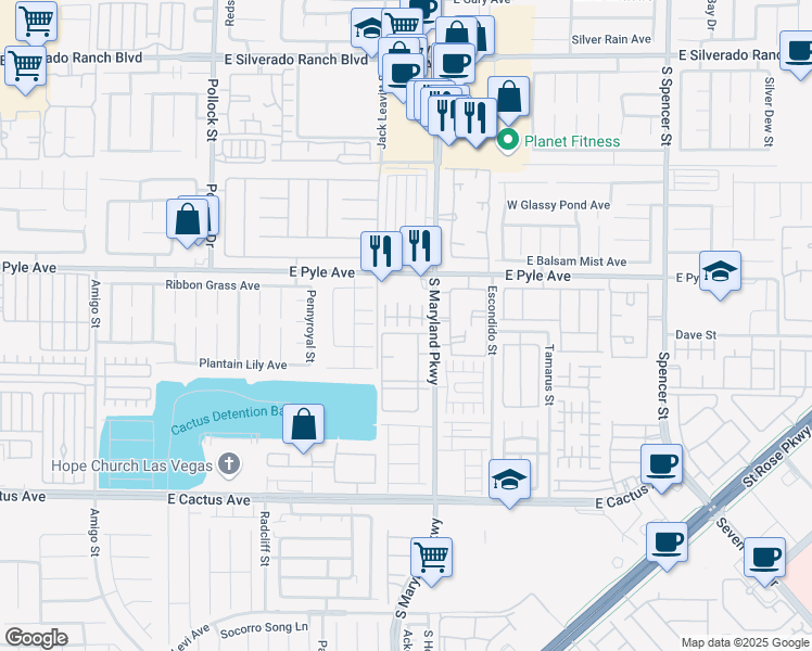 map of restaurants, bars, coffee shops, grocery stores, and more near 10187 Sunshine Village Place in Las Vegas