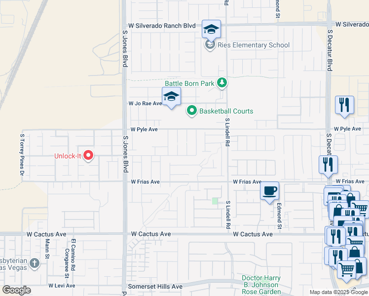 map of restaurants, bars, coffee shops, grocery stores, and more near 10175 Lawton Ridge Court in Las Vegas