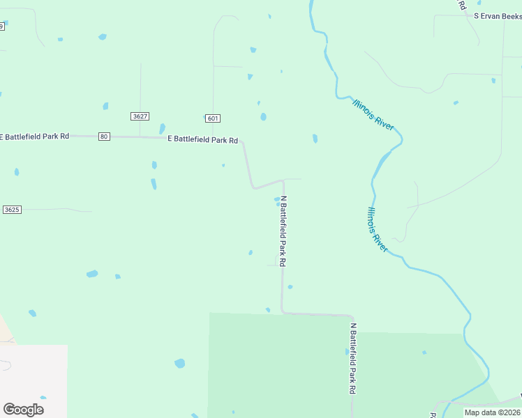 map of restaurants, bars, coffee shops, grocery stores, and more near 14283 East Battlefield Park Road in Prairie Grove