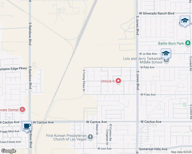 map of restaurants, bars, coffee shops, grocery stores, and more near 6426 West Haleh Avenue in Las Vegas