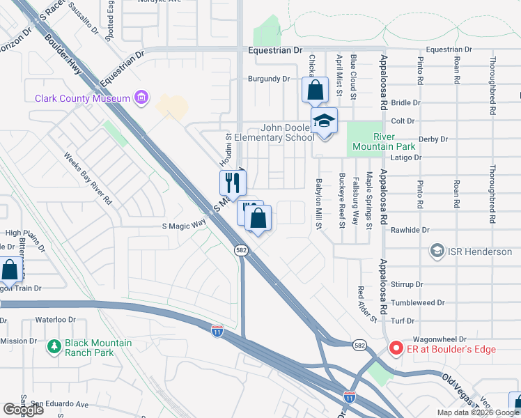 map of restaurants, bars, coffee shops, grocery stores, and more near 1269 Dean Court in Henderson