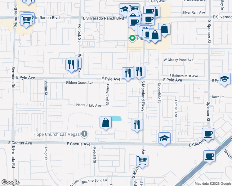 map of restaurants, bars, coffee shops, grocery stores, and more near 1065 Articwood Court in Las Vegas