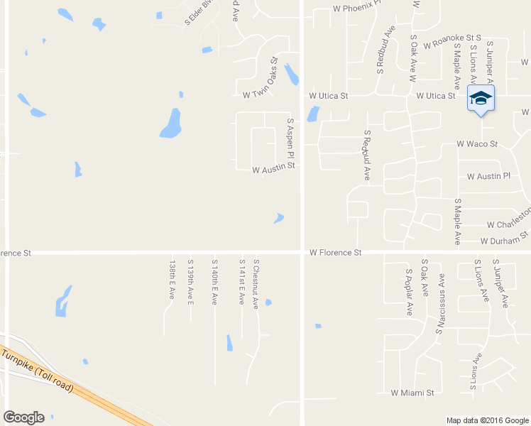 map of restaurants, bars, coffee shops, grocery stores, and more near 11004 South 145th East Avenue in Broken Arrow