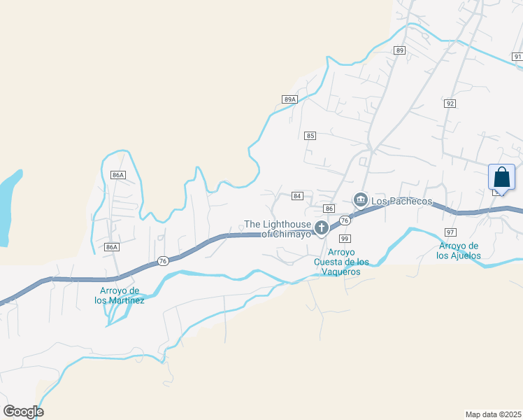 map of restaurants, bars, coffee shops, grocery stores, and more near 19 County Road 84 in Chimayo
