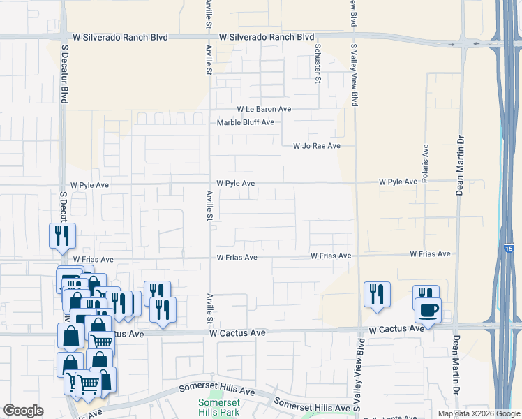 map of restaurants, bars, coffee shops, grocery stores, and more near 4172 Scarlet Cob Avenue in Las Vegas