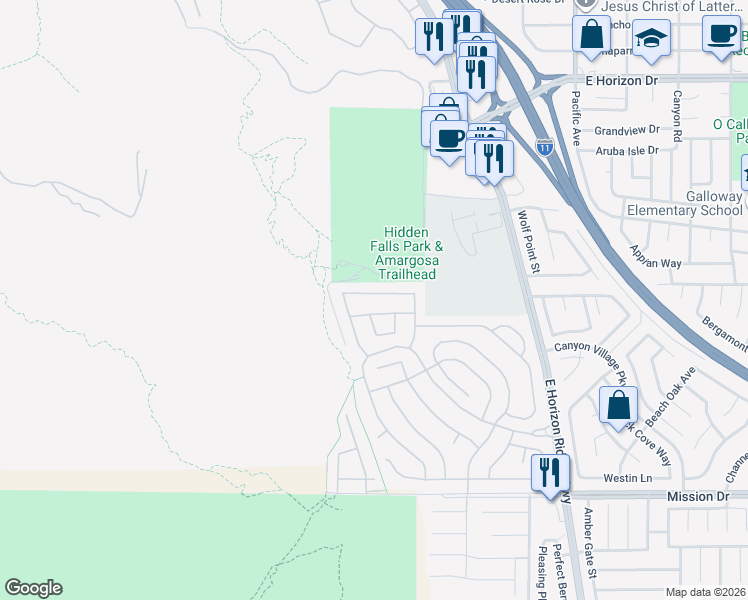 map of restaurants, bars, coffee shops, grocery stores, and more near 83 Saint Johns Wood Avenue in Henderson