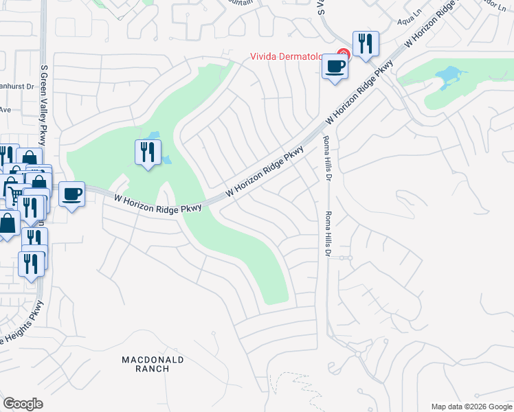 map of restaurants, bars, coffee shops, grocery stores, and more near 541 Eagle Perch Place in Henderson