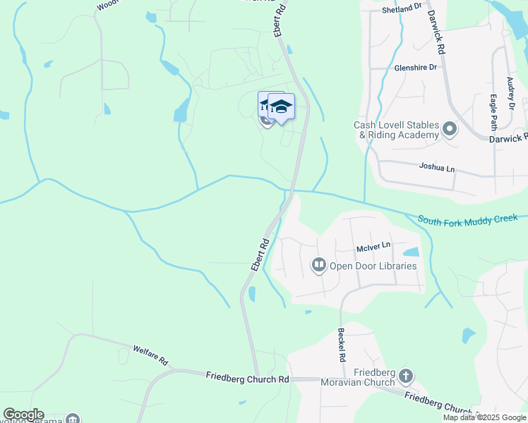 map of restaurants, bars, coffee shops, grocery stores, and more near 4720 Ebert Road in Winston-Salem