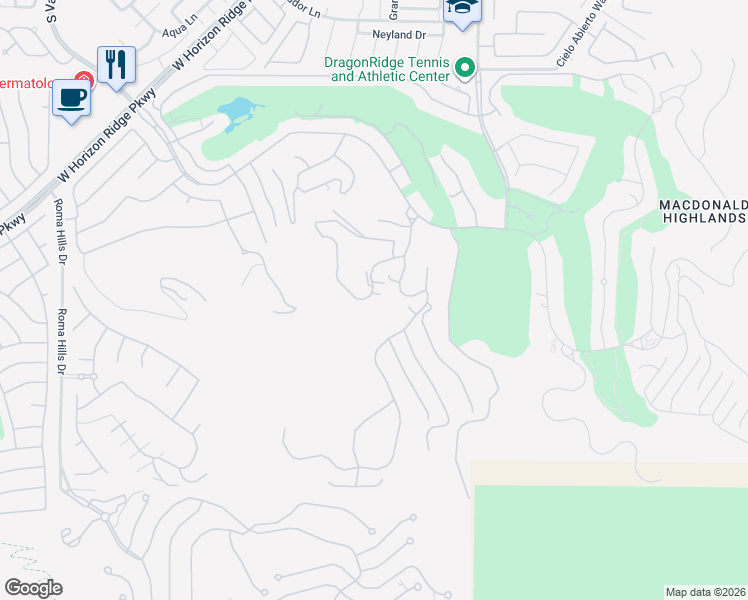 map of restaurants, bars, coffee shops, grocery stores, and more near 623 Dragon Mountain Court in Henderson