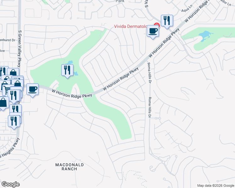 map of restaurants, bars, coffee shops, grocery stores, and more near 552 Carmel Mesa Drive in Henderson
