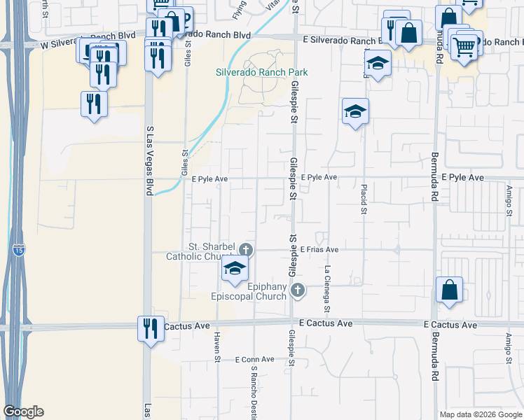 map of restaurants, bars, coffee shops, grocery stores, and more near 10215 Renae Nicole Court in Las Vegas