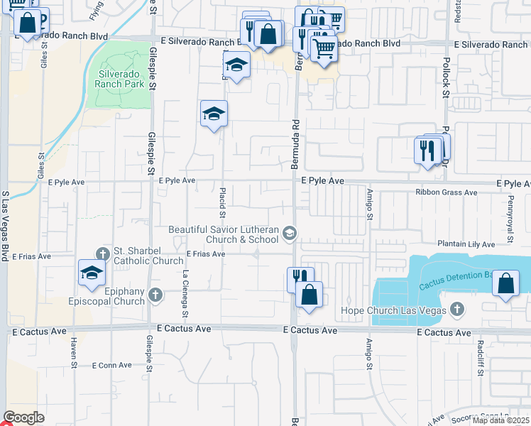 map of restaurants, bars, coffee shops, grocery stores, and more near 357 Whispering Tree Avenue in Las Vegas