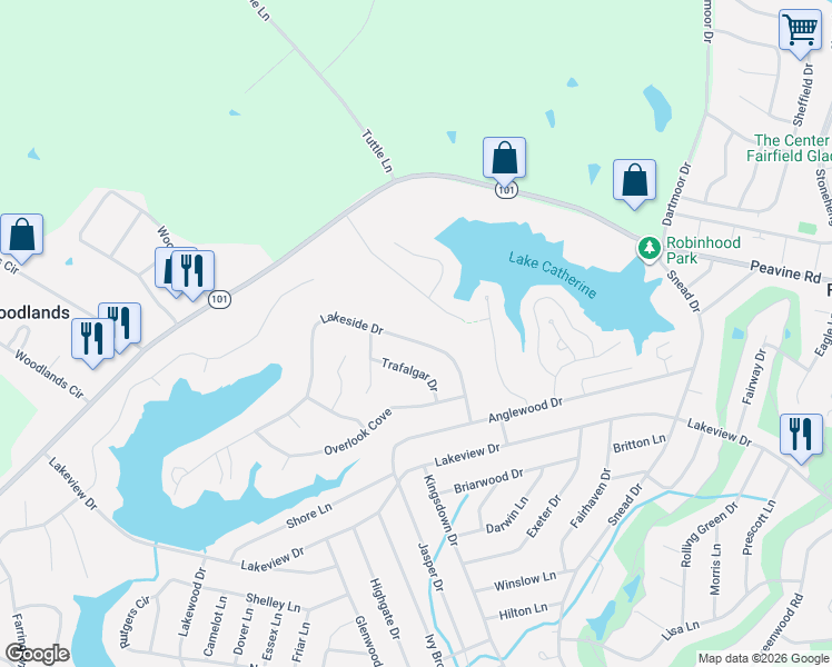 map of restaurants, bars, coffee shops, grocery stores, and more near 133 Lakeside Drive in Crossville